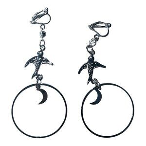 Nightingale’s Night Flight and Moon Silver Dangle Earrings